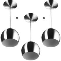 Kit 3 Pendente Bola Pequena Escovado Sala Cozinha Quarto Kit 3 Pendente Bola Pequena Escovado Sala Cozinha Quarto