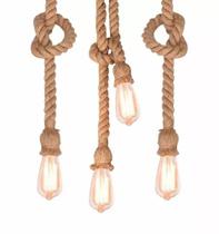 Kit 3 Pendente Corda Rustico 1m Retrô Vintage P/ Lampada Led