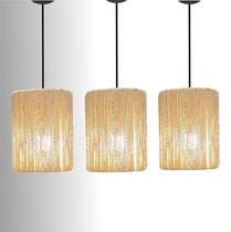Kit 3 Pendente de Teto Leblon Moderno Cúpula em Sisal Artesanal