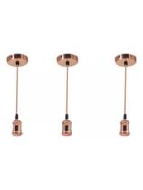 Kit 3 Pendente E27 Retro Vintage Rose Gold DECO ( Não Acompanha Lâmpada)