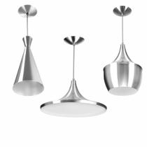 Kit 3 Pendente Funil Gourmet Balão NY Chapéu Chinês Escovado