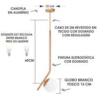 Kit 3 Pendente Inclinado Globo 15 Jabuticaba Dourado Bf - Fabriluz