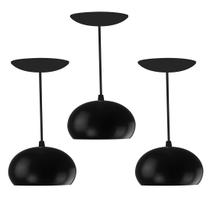Kit 3 Pendente LowCost Bola Pequena Alumínio 15cm Preto Kit 3 Pendente LowCost Bola Pequena Alumínio 15cm Preto