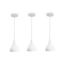 Kit 3 Pendente Luminária de Teto de Alumínio Com Lâmpada Bivolt - BRANCO