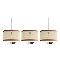 Kit 3 Pendente Luminária Teto Rattan Indiana Com Lâmpada