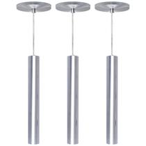 Kit 3 Pendente Luminária Tubo Alumínio Escovado 30 Cm