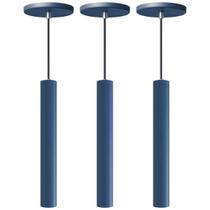 Kit 3 Pendente Luminária Tubo Azul 30 Cm Kit 3 Pendente Luminária Tubo Azul 30 Cm