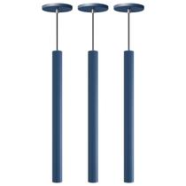 Kit 3 Pendente Luminária Tubo Azul 50 Cm Kit 3 Pendente Luminária Tubo Azul 50 Cm
