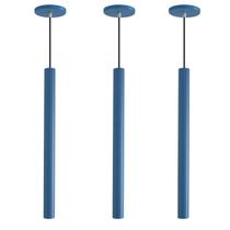 Kit 3 Pendente Luminária Tubo Azul 50 Cm