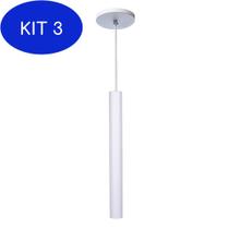 Kit 3 Pendente Luminária Tubo Branco 30 Cm