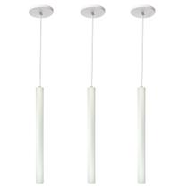 Kit 3 Pendente Luminária Tubo Branco 40 Cm - AZ Casa Decor