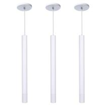 Kit 3 Pendente Luminária Tubo Branco 40 Cm