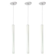 Kit 3 Pendente Luminária Tubo Branco 50 Cm - AZ Casa Decor