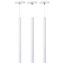 Kit 3 Pendente Luminária Tubo Branco 50 Cm