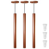Kit 3 Pendente Luminária Tubo Cobre 50 Cm + Lâmpada LED Branco Quente