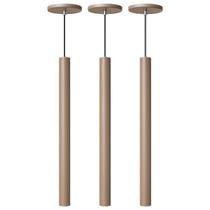 Kit 3 Pendente Luminária Tubo Fendi 50 Cm