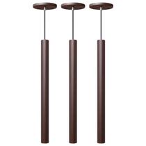 Kit 3 Pendente Luminária Tubo Marrom 50 Cm