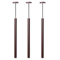 Kit 3 Pendente Luminária Tubo Marrom 50Cm Canopla 6cm