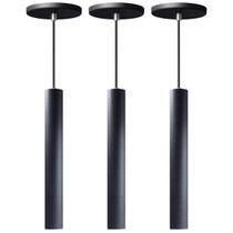 Kit 3 Pendente Luminária Tubo Preto 30 Cm