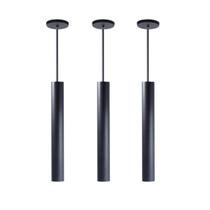 Kit 3 Pendente Luminária Tubo Preto 30 Cm + Led Canopla 6cm