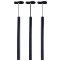 Kit 3 Pendente Luminária Tubo Preto 50 Cm