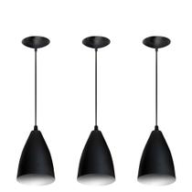 Kit 3 Pendente Luminaria Vegas Preto Com Branco Ideal Para Casa, Area Gourmet Ultilidade BW