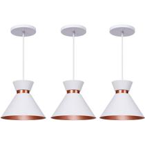 Kit 3 Pendente Lustre Luminária Berlim 15cm Branco Kit 3 Pendente Lustre Luminária Berlim 15cm Branco