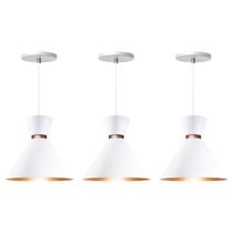 Kit 3 Pendente Lustre Luminária Berlin 23cm Branco Kit 3 Pendente Lustre Luminária Berlin 23cm Branco