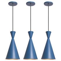 Kit 3 Pendente Lustre Luminária Canadá Azul Kit 3 Pendente Lustre Luminária Canadá Azul