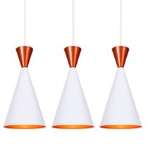 Kit 3 Pendente Lustre Luminária Canada Branco Topo Cobre