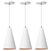 Kit 3 Pendente Lustre Luminária Cone Branco