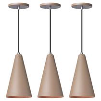Kit 3 Pendente Lustre Luminária Cone Fendi