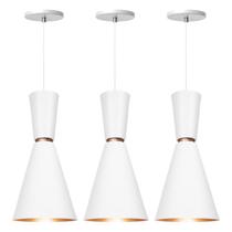 Kit 3 Pendente Lustre Luminária Cone Moscou 39cm Branco Kit 3 Pendente Lustre Luminária Cone Moscou 39cm Branco