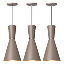 Kit 3 Pendente Lustre Luminária Cone Moscou 39cm Fendi Kit 3 Pendente Lustre Luminária Cone Moscou 39cm Fendi