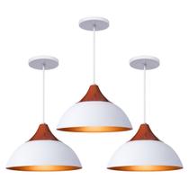 Kit 3 Pendente Lustre Luminária Elegance Branco