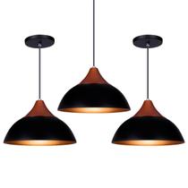 Kit 3 Pendente Lustre Luminária Elegance Preto