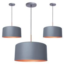 Kit 3 Pendente Lustre Luminária Madri Cinza Kit 3 Pendente Lustre Luminária Madri Cinza