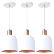 Kit 3 Pendente Lustre Luminária Open Branco Kit 3 Pendente Lustre Luminária Open Branco