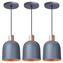 Kit 3 Pendente Lustre Luminária Open Cinza Kit 3 Pendente Lustre Luminária Open Cinza