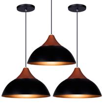 Kit 3 Pendente Lustre Luminária Panamá Preto Kit 3 Pendente Lustre Luminária Panamá Preto