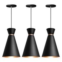 Kit 3 Pendente Lustre Luminária Pequim Preto 30cm