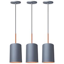 Kit 3 Pendente Lustre Luminária Veneza Cinza Kit 3 Pendente Lustre Luminária Veneza Cinza