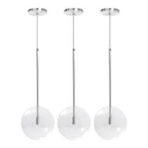 Kit 3 Pendente Lux Escovado Globo Vidro Cristal 20Cm + Led Kit 3 Pendente Lux Escovado Globo Vidro Cristal 20Cm + Led