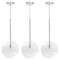 Kit 3 Pendente Lux Escovado Globo Vidro Cristal 25Cm + Led Kit 3 Pendente Lux Escovado Globo Vidro Cristal 25Cm + Led