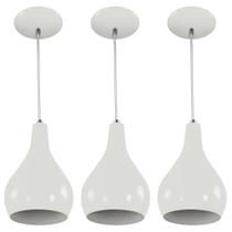 Kit 3 Pendente Nepal Drop Premium Gourmet em Aluminio Branco