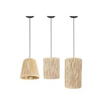 Kit 3 Pendente Palha Luminária Sisal Sala Varanda Cozinha Area Externa