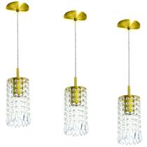 Kit 3 Pendente Redondo Clearcrillic Cristal Acrílico Dourado Kit 3 Pendente Redondo Clearcrillic Cristal Acrílico Dourado