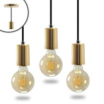 Kit 3 Pendente Soquete Copinho E27 Dourado + Led G95 Kit 3 Pendente Soquete Copinho E27 Dourado + Led G95