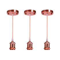 Kit 3 Pendente Soquete Retrô Industrial E27 Rose Gold