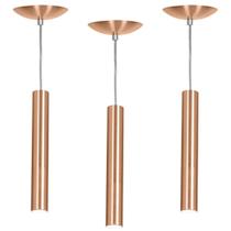 kit 3 Pendente Tubo Cilindro Alumínio Cobre 30Cm + Led 3k kit 3 Pendente Tubo Cilindro Alumínio Cobre 30Cm + Led 3k